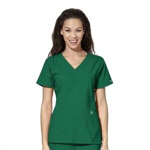 WonderWink Scrub Top W123 6155 Womens Plus 1X Hunter Green 4-Pockets V-Neck NWT